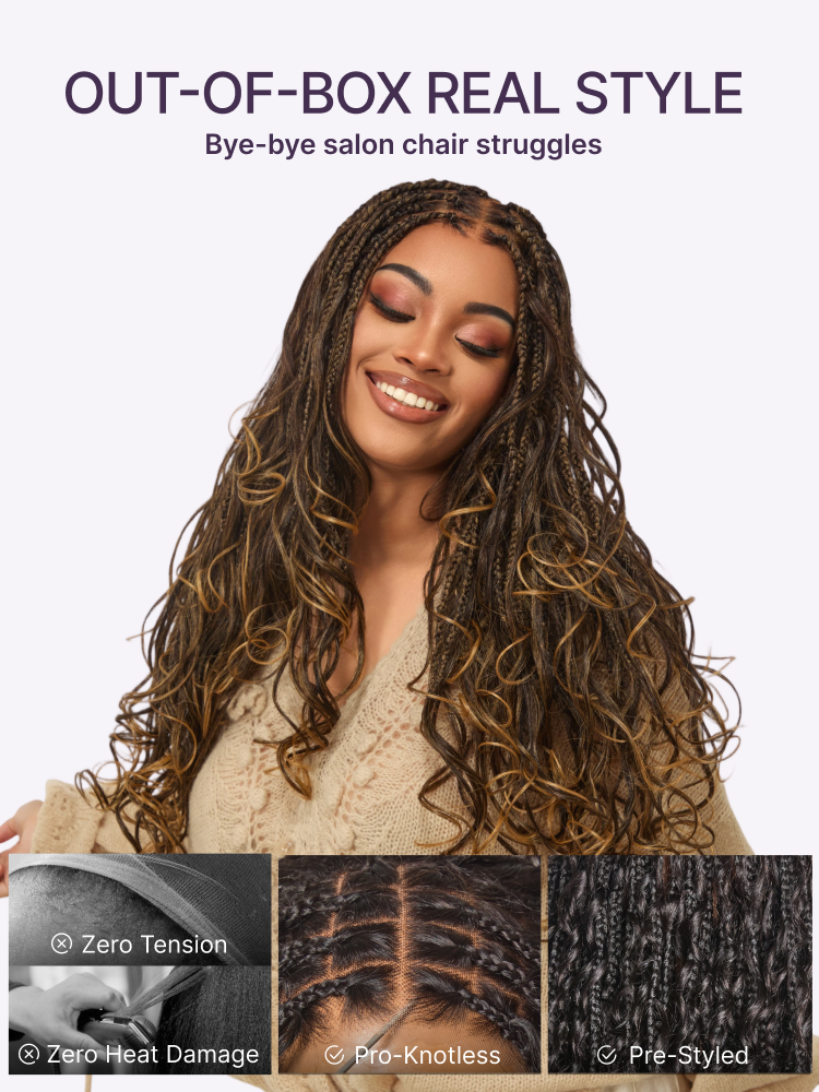 🔥Last Day: 58% Off🔥 Salon Braids HD Lace Knotless Wig ✨